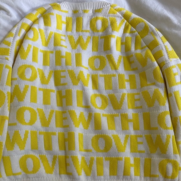 Maje Yellow With Love Knitted Jumper Size 3 - Picture 5 of 5